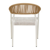 Karrige alumini Elation pakoworld e palosshme, kornizë e bardhë-tekstil dhe rattan në ngjyrë natyrale 56x52x76cm