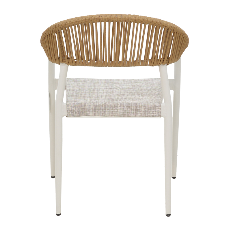 Karrige alumini Elation pakoworld e palosshme, kornizë e bardhë-tekstil dhe rattan në ngjyrë natyrale 56x52x76cm
