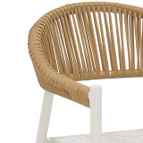 Karrige alumini Elation pakoworld e palosshme, kornizë e bardhë-tekstil dhe rattan në ngjyrë natyrale 56x52x76cm