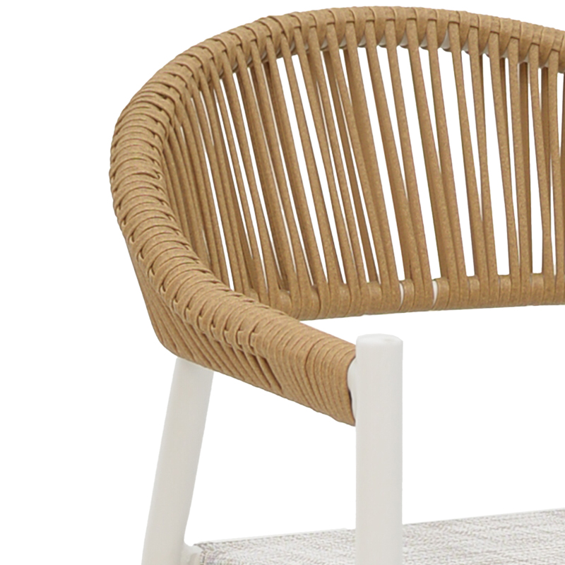 Karrige alumini Elation pakoworld e palosshme, kornizë e bardhë-tekstil dhe rattan në ngjyrë natyrale 56x52x76cm