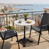 Tavolinë mermeri Ankara pakoworld hekur i derdhur në nuancë të bardhë-të zezë Φ70x70.8cm
