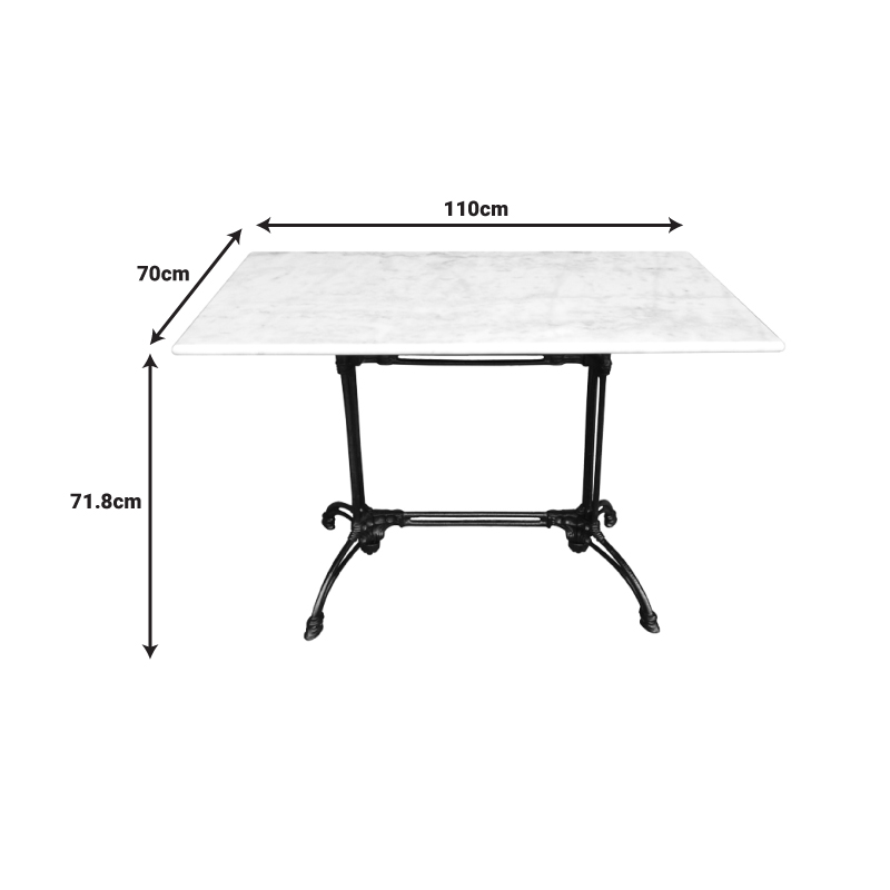 Tavolinë mermeri Zosal pakoworld hekur i derdhur në nuancë të bardhë-zezë 110x70x71.8cm