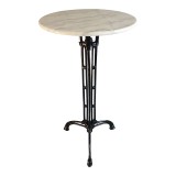 Tavolinë bar mermeri Meppo pakoworld hekur i derdhur në nuancë të bardhë-zezë Φ60x107.8cm