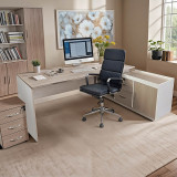 Tavolinë pune profesionale këndore e kthyeshme Armadi pakoworld sonoma-e bardhë 200x180x75cm