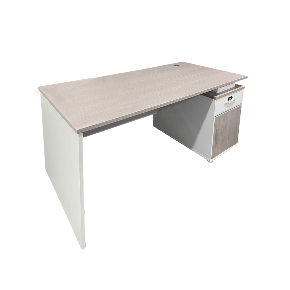 Tavolinë pune Armadi me kabinet pakoworld në sonoma-bardhë 140x70x75cm