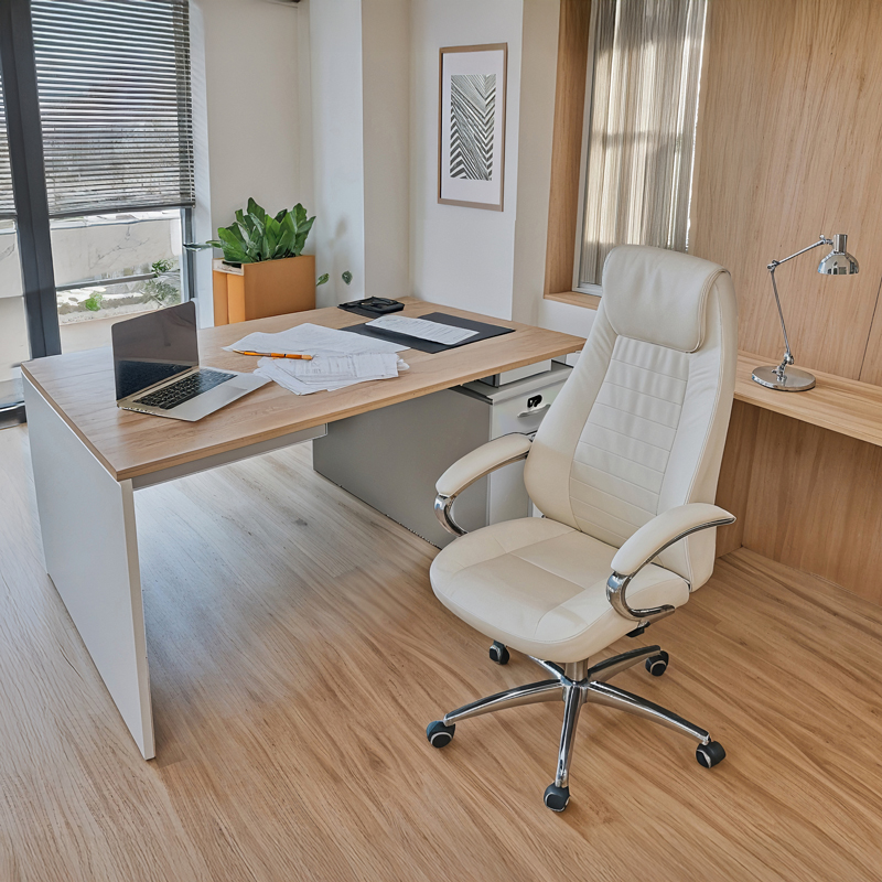 Tavolinë pune Armadi me kabinet pakoworld në sonoma-bardhë 180x80x75cm