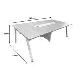 Tavolinë konference Armadi pakoworld në nuancë gri-bardhë 240x120x75cm