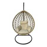Fole lëkundëse Lyere pakoworld me bazë metalike kafe me rattan pe bezhë 120x108x195cm