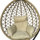 Fole lëkundëse Lyere pakoworld me bazë metalike kafe me rattan pe bezhë 120x108x195cm