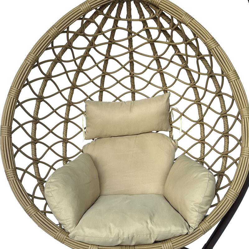 Fole lëkundëse Lyere pakoworld me bazë metalike kafe me rattan pe bezhë 120x108x195cm