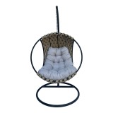 Fole lëkundëse Makito pakoworld me bazë metalike të zezë - pvc në ngjyrë bezhë-gri 100x105x195cm