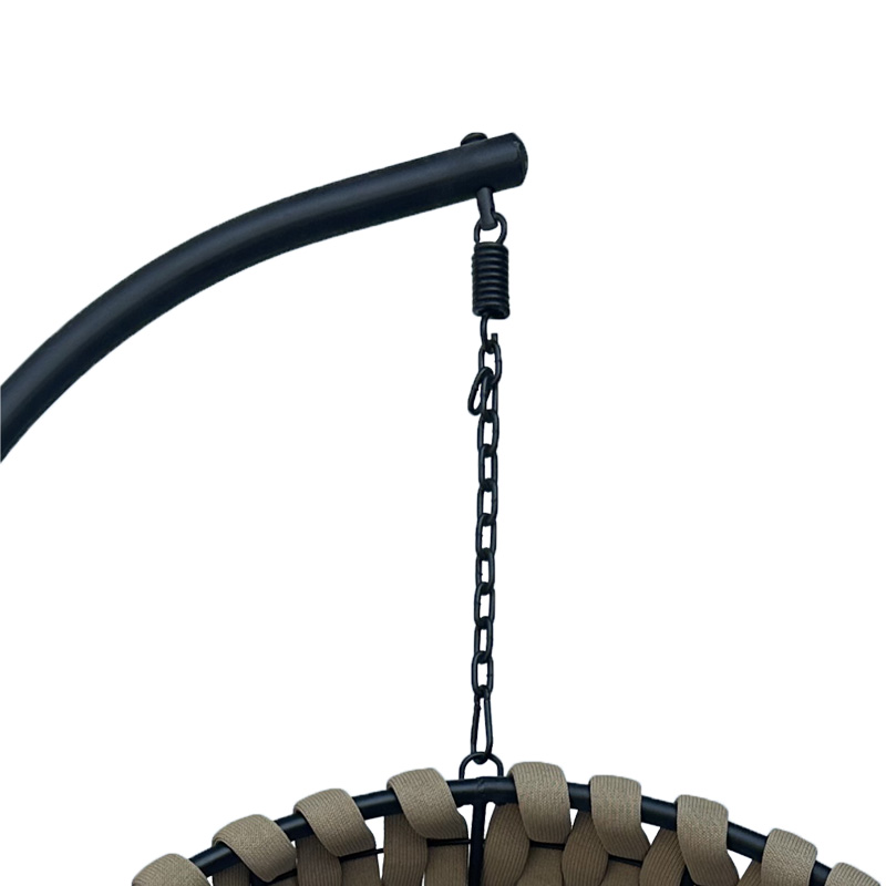 Fole lëkundëse Makito pakoworld me bazë metalike të zezë - pvc në ngjyrë bezhë-gri 100x105x195cm