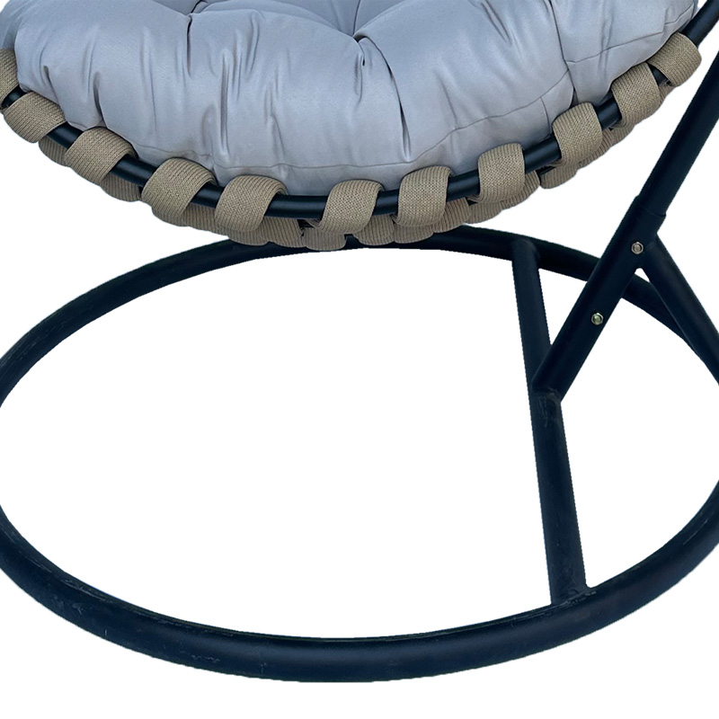 Fole lëkundëse Makito pakoworld me bazë metalike të zezë - pvc në ngjyrë bezhë-gri 100x105x195cm