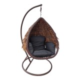 Varur pakoworld fole lëkundëse me bazë metalike kafe - pe rattan në ngjyrë kafe-zi 120x105x195cm