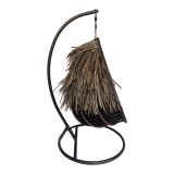 Varur pakoworld fole lëkundëse me bazë metalike kafe - pe rattan në ngjyrë kafe-zi 120x105x195cm