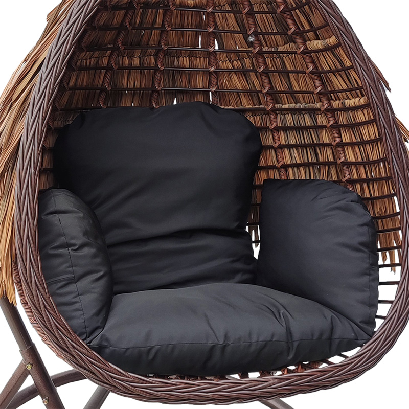 Varur pakoworld fole lëkundëse me bazë metalike kafe - pe rattan në ngjyrë kafe-zi 120x105x195cm