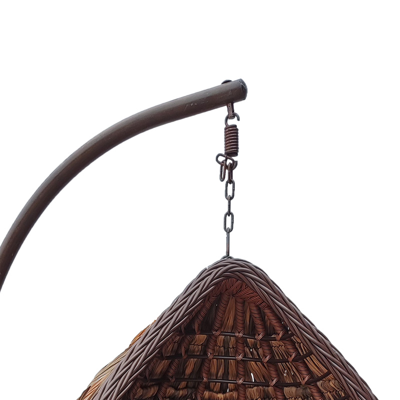 Varur pakoworld fole lëkundëse me bazë metalike kafe - pe rattan në ngjyrë kafe-zi 120x105x195cm