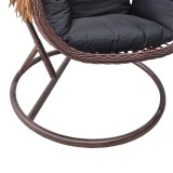 Varur pakoworld fole lëkundëse me bazë metalike kafe - pe rattan në ngjyrë kafe-zi 120x105x195cm