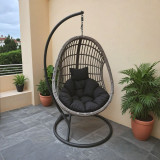 Fole lëkundëse Cungo pakoworld me bazë metalike antracit - pe rattan në ngjyrë gri 125x105x195cm
