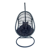 Fole lëkundëse Cungo pakoworld me bazë metalike antracit - pe rattan në ngjyrë gri 125x105x195cm