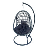 Fole lëkundëse Cungo pakoworld me bazë metalike antracit - pe rattan në ngjyrë gri 125x105x195cm