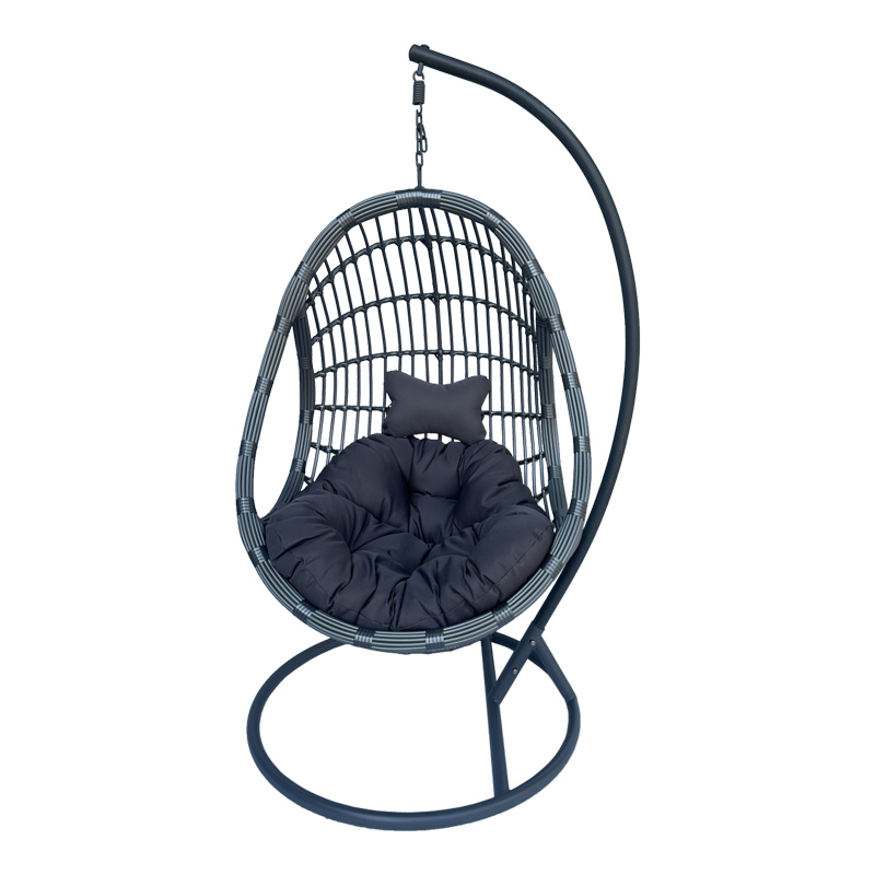 Fole lëkundëse Cungo pakoworld me bazë metalike antracit - pe rattan në ngjyrë gri 125x105x195cm