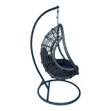 Fole lëkundëse Cungo pakoworld me bazë metalike antracit - pe rattan në ngjyrë gri 125x105x195cm