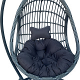 Fole lëkundëse Cungo pakoworld me bazë metalike antracit - pe rattan në ngjyrë gri 125x105x195cm