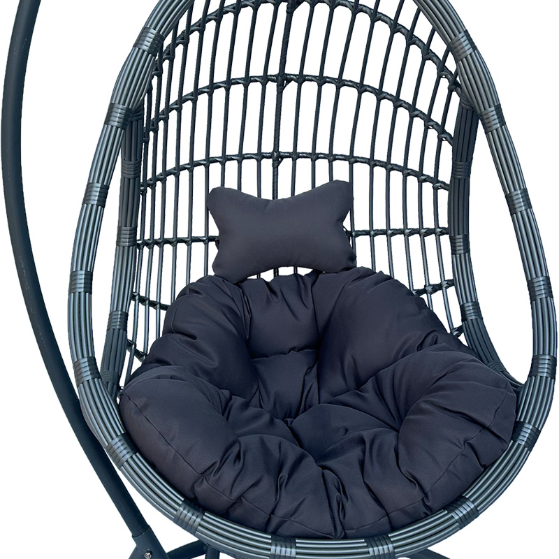 Fole lëkundëse Cungo pakoworld me bazë metalike antracit - pe rattan në ngjyrë gri 125x105x195cm