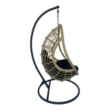 Fole lëkundëse Cungo pakoworld me bazë metalike antracit - pe rattan në ngjyrë gri 125x105x195cm