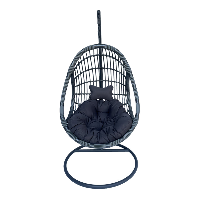 Fole lëkundëse Cungo pakoworld me bazë metalike antracit - pe rattan në ngjyrë gri 125x105x195cm