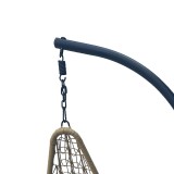 Fole lëkundëse me bazë Soleil pakoworld metal i zi-rattan pe natyral me jastëk të zi 120x95x195cm