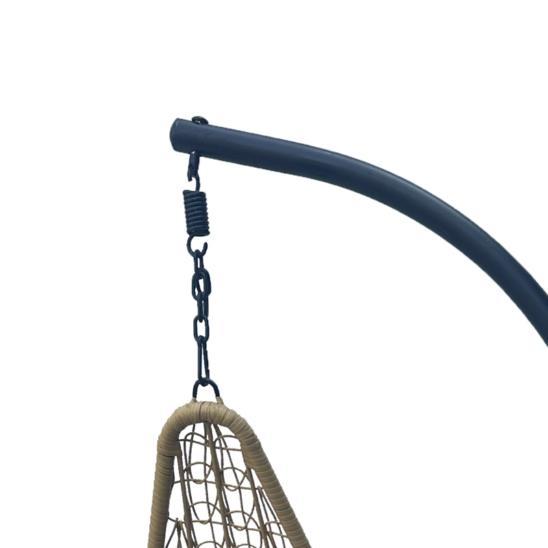 Fole lëkundëse me bazë Soleil pakoworld metal i zi-rattan pe natyral me jastëk të zi 120x95x195cm