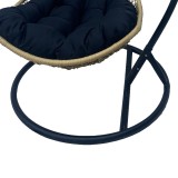 Fole lëkundëse me bazë Soleil pakoworld metal i zi-rattan pe natyral me jastëk të zi 120x95x195cm