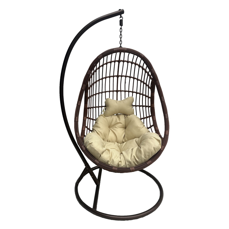 Varëse foleje me bazë Cungo pakoworld metal kafe-rregullim PE kafe me jastëk bezhë 125x105x195cm