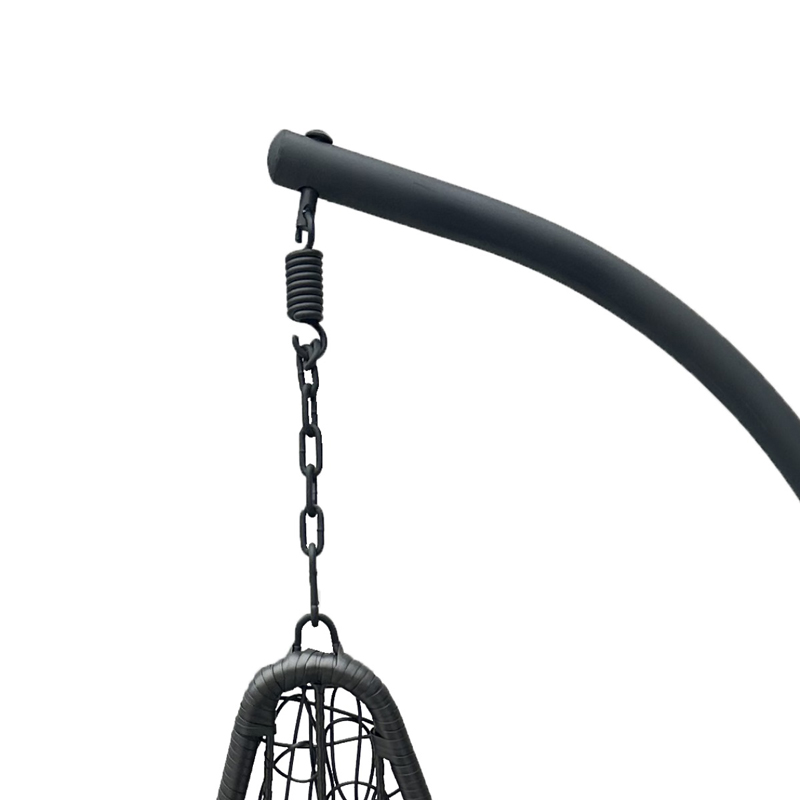 Fole lëkundëse me bazë Soleil pakoworld metal i zi-rattan pe natyral me jastëk të zi 120x95x195cm