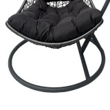 Fole lëkundëse me bazë Soleil pakoworld metal i zi-rattan pe natyral me jastëk të zi 120x95x195cm