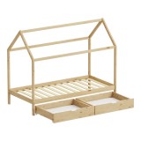 Krevat fëmijësh Mellin tip Montessori me 2 sirtarë pakoworld dru pishe në nuancë natyrale 90x190cm