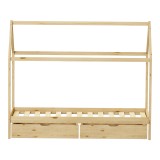 Krevat fëmijësh Mellin tip Montessori me 2 sirtarë pakoworld dru pishe në nuancë natyrale 90x190cm