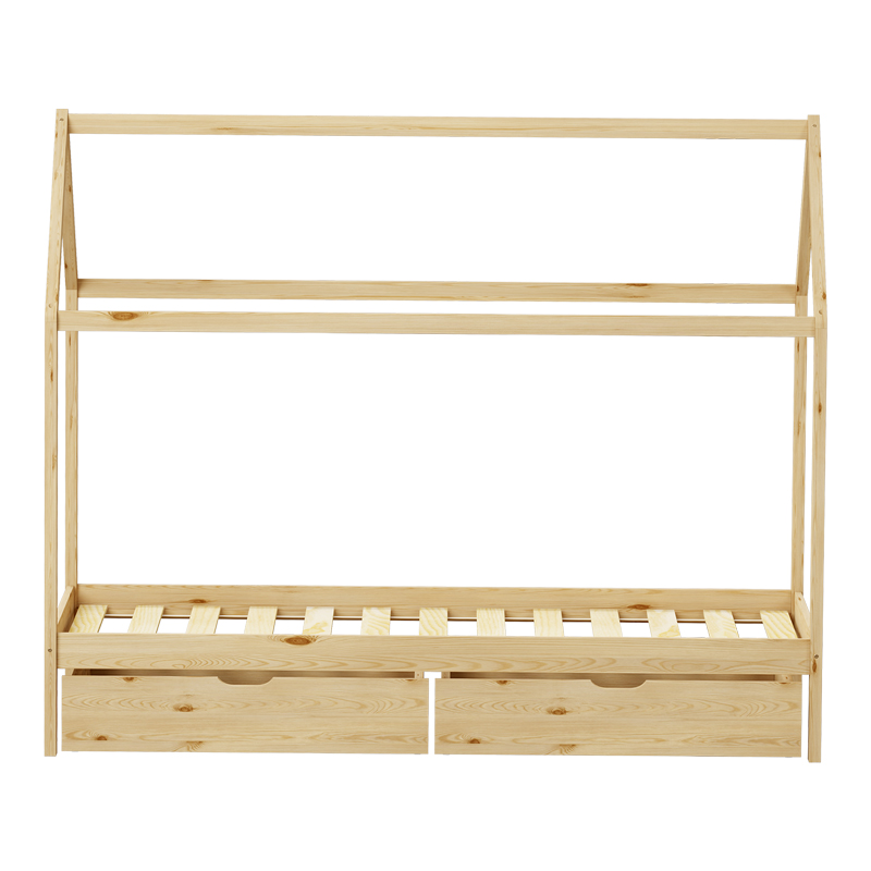 Krevat fëmijësh Mellin tip Montessori me 2 sirtarë pakoworld dru pishe në nuancë natyrale 90x190cm