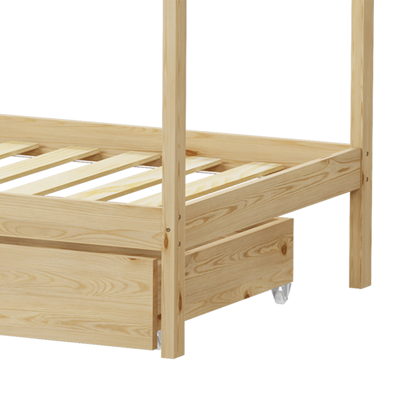 Krevat fëmijësh Mellin tip Montessori me 2 sirtarë pakoworld dru pishe në nuancë natyrale 90x190cm