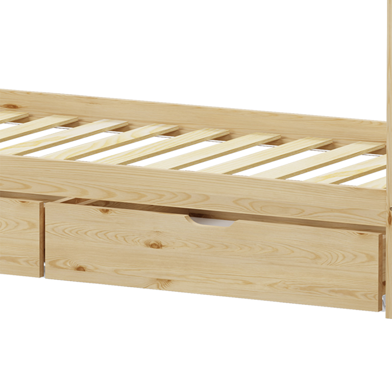 Krevat fëmijësh Mellin tip Montessori me 2 sirtarë pakoworld dru pishe në nuancë natyrale 90x190cm