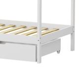 Krevat fëmijësh Mellin tip Montessori me 2 sirtarë pakoworld dru pishe në nuancë të bardhë 90x190cm