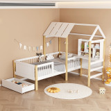 Krevat për fëmijë Bedria pakoworld stil Montessori dru në ngjyrë të bardhë-natyrale 90x190cm