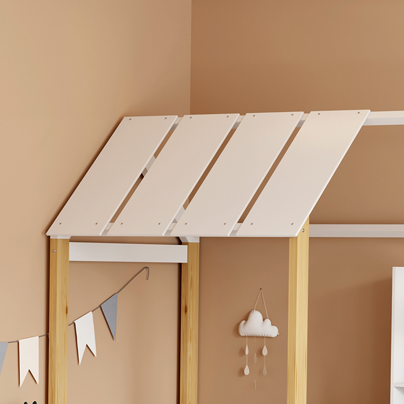Krevat për fëmijë Bedria pakoworld stil Montessori dru në ngjyrë të bardhë-natyrale 90x190cm