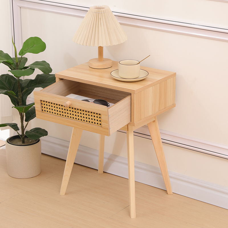 Komodinë Scandy pakoworld pishë-rattan në ngjyrë natyrale 48x36x55cm