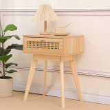 Komodinë Scandy pakoworld pishë-rattan në ngjyrë natyrale 48x36x55cm