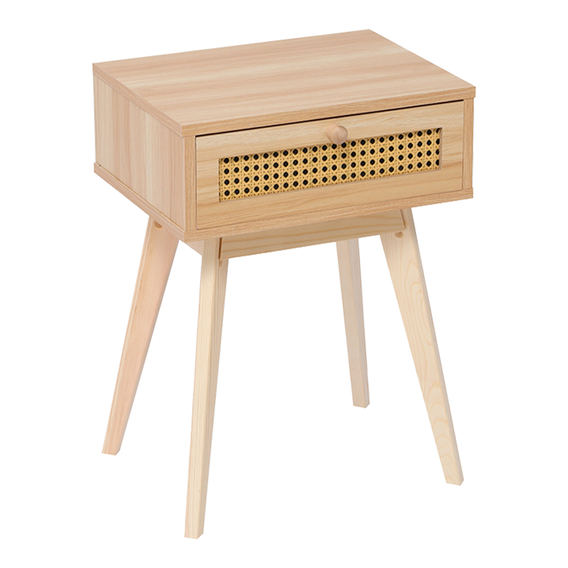 Komodinë Scandy pakoworld pishë-rattan në ngjyrë natyrale 48x36x55cm