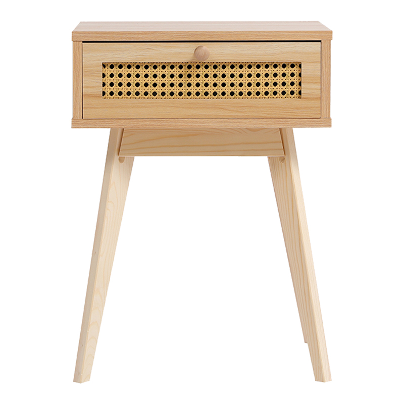 Komodinë Scandy pakoworld pishë-rattan në ngjyrë natyrale 48x36x55cm