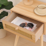Komodinë Scandy pakoworld pishë-rattan në ngjyrë natyrale 48x36x55cm